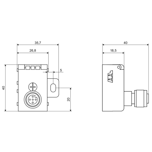 ASi M12 branch ASi without UAUX M12 socket IP676869K max 4 A