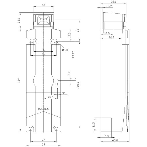 Safety position switch locking force 1300N 3X