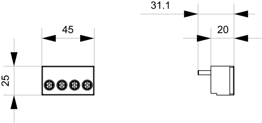 Auxiliary switch 2 NO contacts Connection control circuit screw terminal