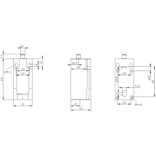 Position switch plastic enclosure EN50047 31 mm device connection