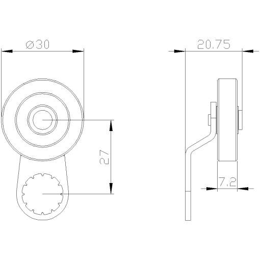 Twist lever for position switch 3SE51 metal lever 27 mm level 9 mm