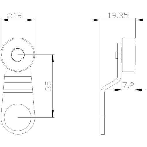 Twist lever for position switch 3SE51 metal lever 35 mm level 9 mm