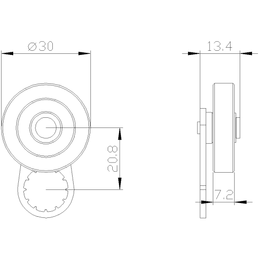 Twist lever 3SE52 metal lever 21 mm long plastic roller 30 mm