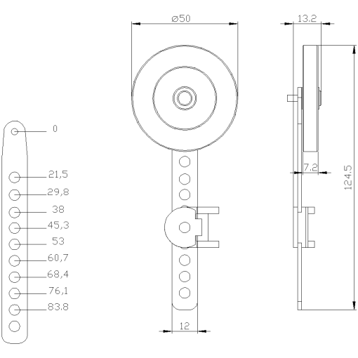 Twist lever for position switch 3SE5152 metal lever 100 mm positive fit