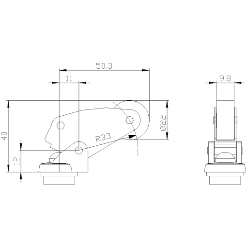 Actuator head for position switch 3SE5152 angular roller lever metal lever