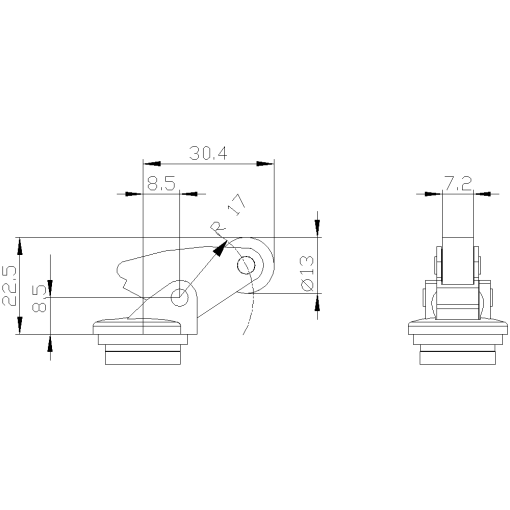 Actuator head for position switch 3SE5152 angular roller lever stainless st