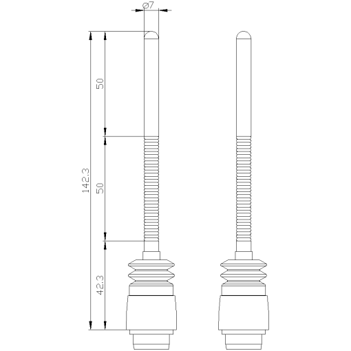 Actuator head for position switch 3SE5152 spring rod total length 1425 mm