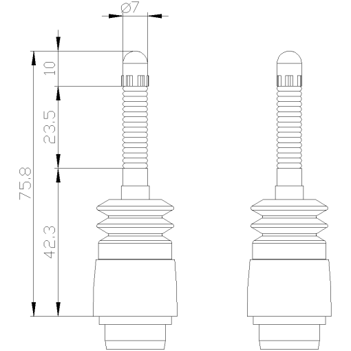 Actuator head for position switch 3SE5152 spring rod total length 76 mm