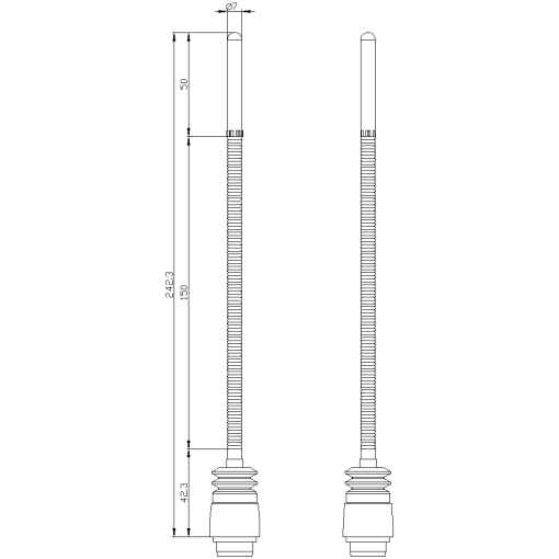 Actuator head for position switch 3SE5152 spring rod total length 2425 mm
