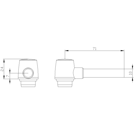 Actuator head for plastic hinge switch with solid shaft D10 mm