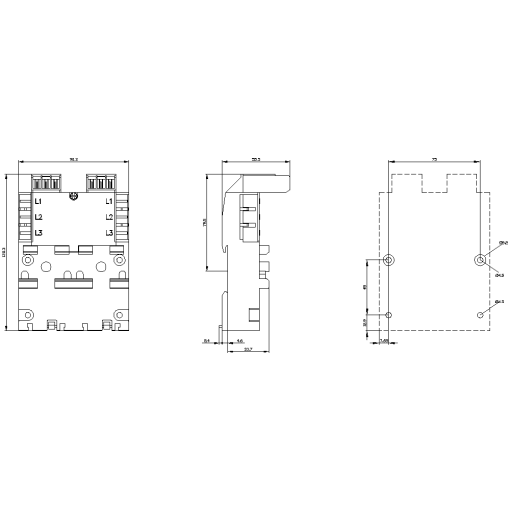 3ph busbar incl extension connector for 2 circuit breakers S00 and S0