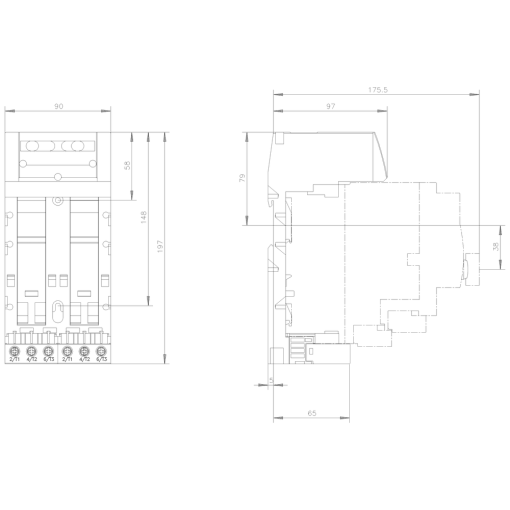 Twin extension block connection main circuit screw terminal