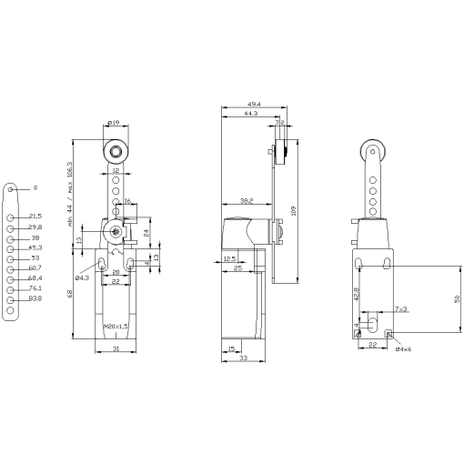 SIRIUS position switch plastic enclosure 31 mm acc to EN50047