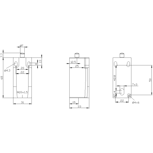 SIRIUS position switch plastic enclosure 31 mm acc to EN50047