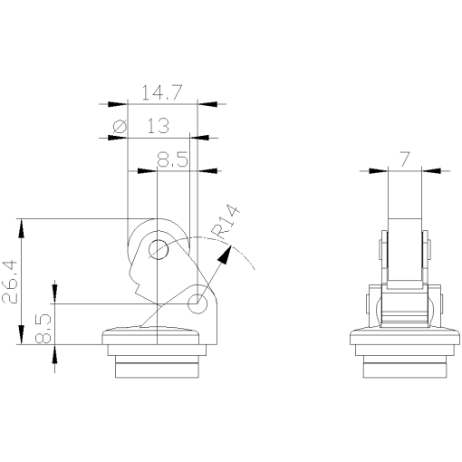 Actuator head for position switch 3SE52 roller lever made of metal 13 mm