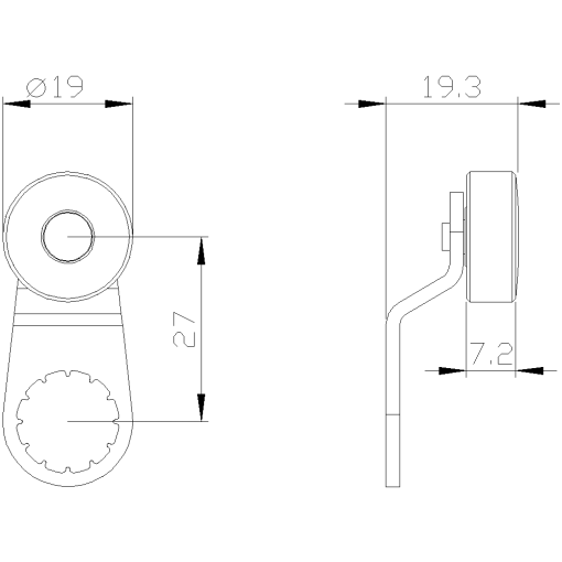 Twist lever for position switch 3SE51 metal lever 27 mm Form A 19 mm