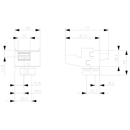 ASi addon module with 1 free external input and output each