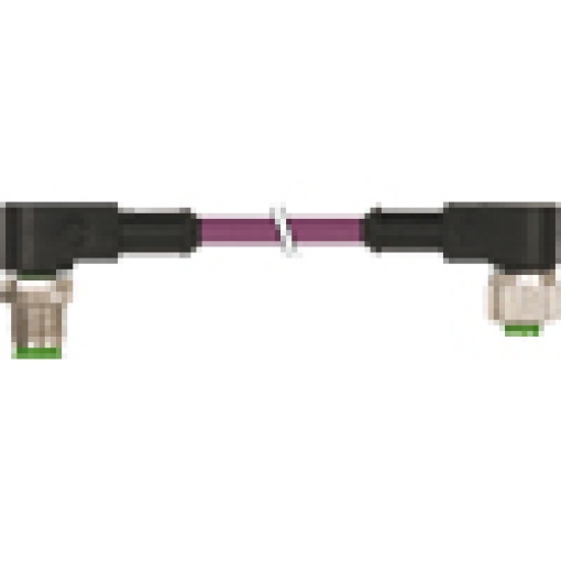 Bus cable 5 m for PROFIBUS 2core shielded 2x M12 angled
