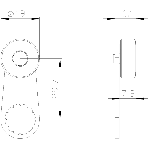 Twist lever for position switch 3SE5152 metal lever 30 mm long 19 mm