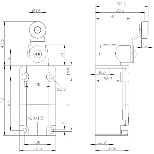 SIRIUS position switch plastic enclosure 40 mm twist lever