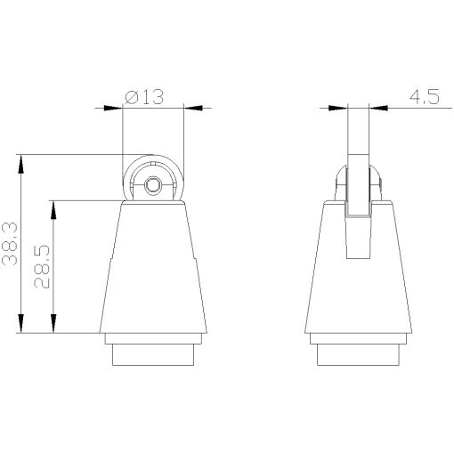 Actuator head for position switch 3SE5132 roller plunger plastic roller 13mm