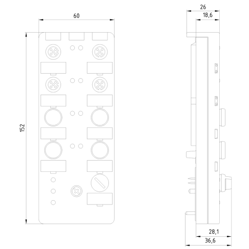 ASInterface compact module K60 IP67 AB slave digital 4 DI