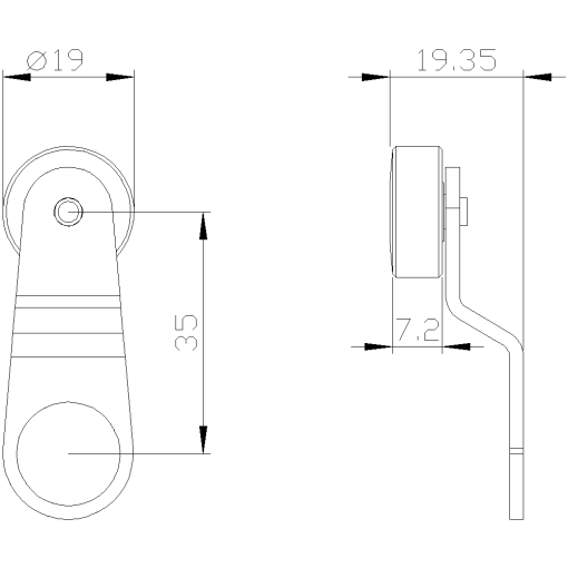 Twist lever for position switch 3SE51 stainless steel lever 35 mm