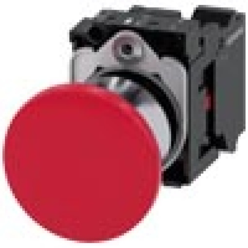 Mushroom pushbutton 22 mm round metal high gloss red 1 NC