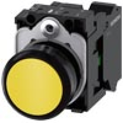 Pushbutton 22 mm round plastic yellow button 1 NO