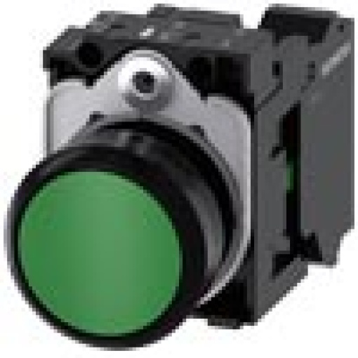 Pushbutton 22 mm round plastic green button 1 NO