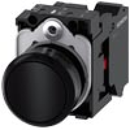 Pushbutton 22 mm round plastic black button 1 NC