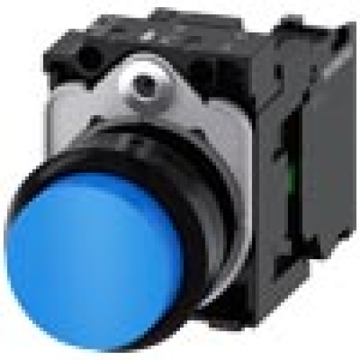Pushbutton 22 mm round plastic blue button 1 NO