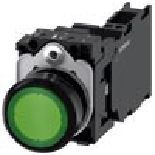 Pushbutton illuminated 22 mm round plastic green 1 NO  1 NC 24 V ACDC