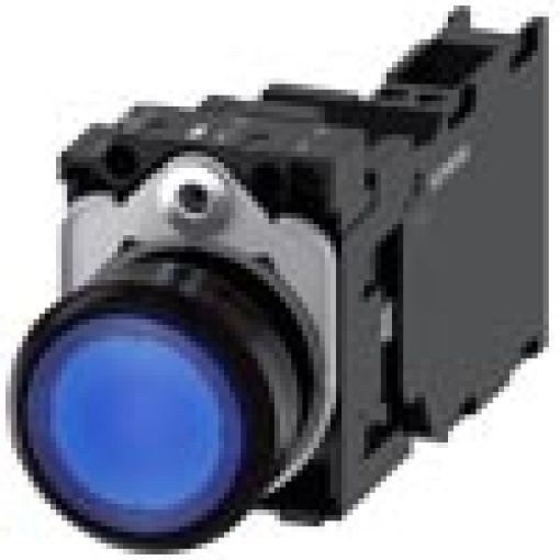 Pushbutton illuminated 22 mm round plastic blue 1 NO  1 NC 24 V ACDC