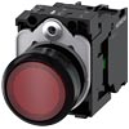 Pushbutton illuminated 22 mm round plastic red 1 NO 24 V ACDC