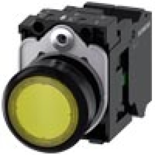 Pushbutton illuminated 22 mm round plastic yellow 1 NO 24 V ACDC