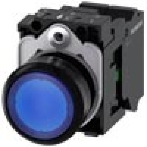 Pushbutton illuminated 22 mm round plastic blue 1 NO 24 V ACDC