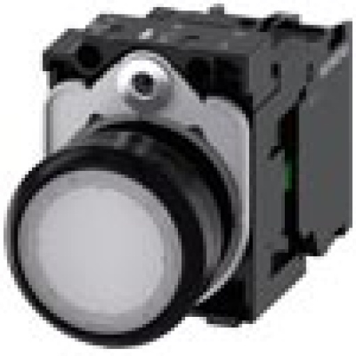 Pushbutton illuminated 22 mm round plastic white 1 NO 110 V AC