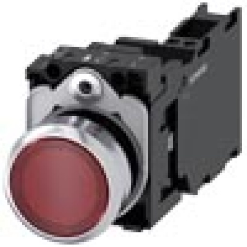Pushbutton illuminated 22 mm round metal high gloss red button 1 NO 
