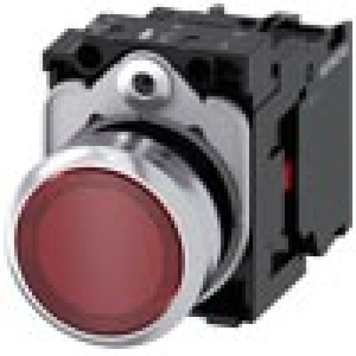 Pushbutton illuminated 22 mm round metal high gloss red button 1 NC