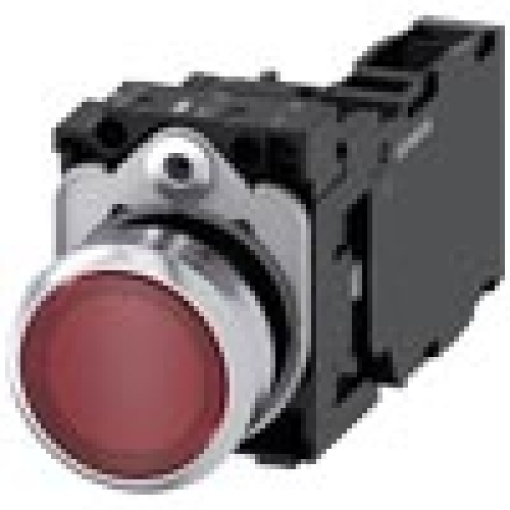 Pushbutton illuminated 22 mm round metal high gloss red button 1 NO 