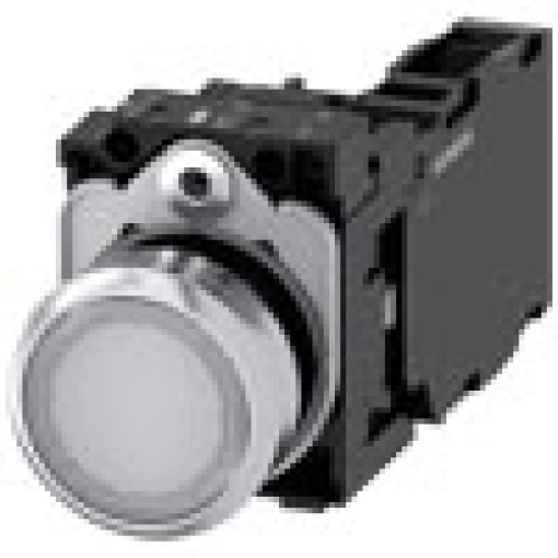 Pushbutton illuminated 22 mm round metal high gloss white 1 NO  1 NC