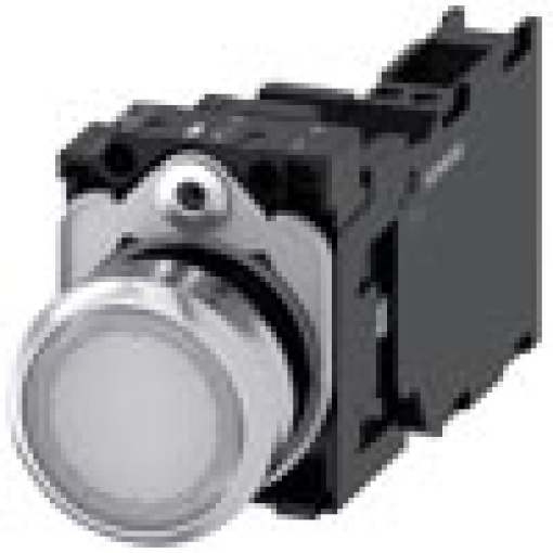 Pushbutton illuminated 22 mm round metal high gloss white 1 NO  1 NC