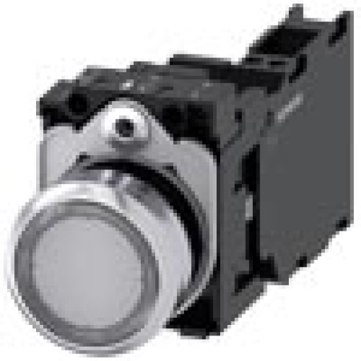 Pushbutton illuminated 22 mm round metal high gloss white 1 NO  1 NC