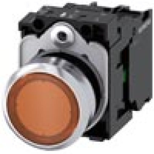 Pushbutton illuminated 22 mm round metal high gloss amber 1 NO