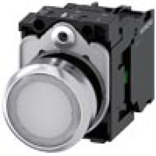 Pushbutton illuminated 22 mm round metal high gloss white 1 NO