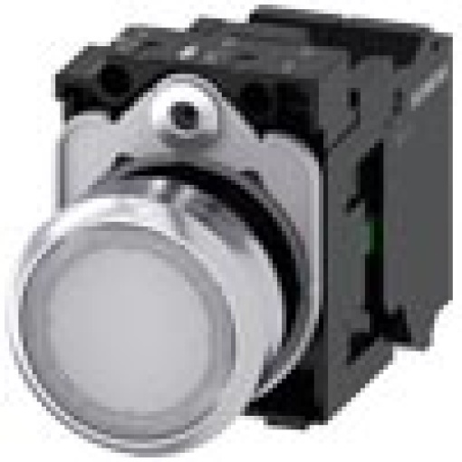 Pushbutton illuminated 22 mm round metal high gloss white 1 NO