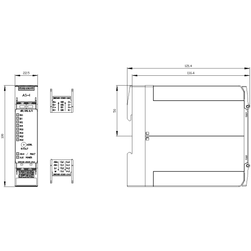 ASi SlimLine compact module AB slave 4 DI4 RQ IP20 4 x input 3wire sensor