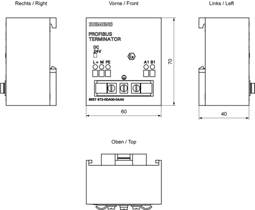 SIMATIC DP terminating resistor RS 485 For PROFIBUSMPI