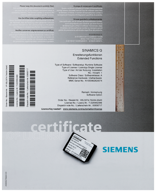 spare part SINAMICS G120 license extension function for memory card of 